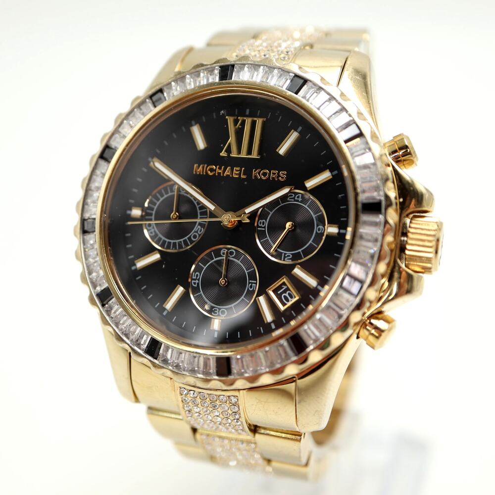 Michael Kors Everest Gold Tone 42mm Chronograph Watch 5.75" Bracelet MK5828